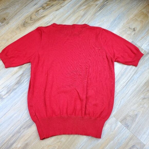 🔥Red Retro Style Short Sleeve Sweater XLarge - Picture 4 of 10